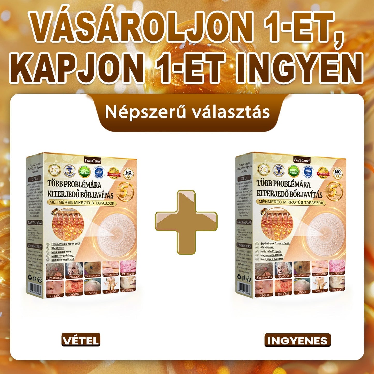 🐝PuraCure® TÖBBFÉLE BŐRPROBLÉMÁRA HATÓ MÉHMÉREG MIKROTŰS BŐRREGENERÁLÓ TAPASZOK