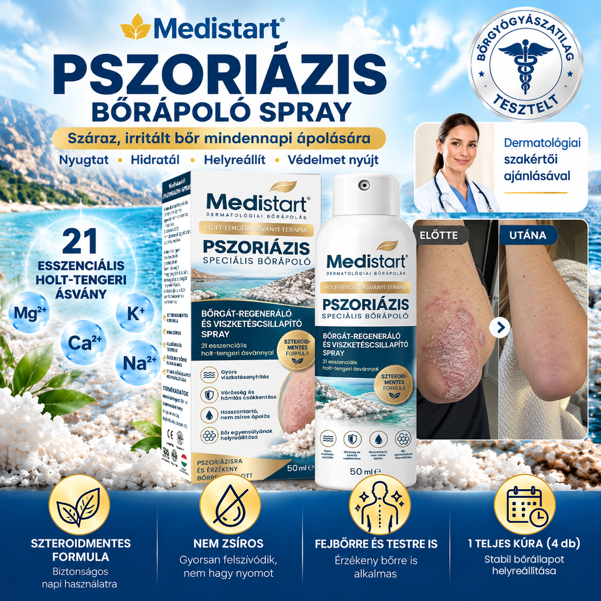 💧💧Medistart® Speciális Bőrápoló Krém Pikkelysömörös Bőrre - ✅Dermatológiailag tesztelt