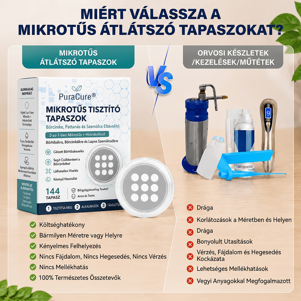 ✨✨✨ 2 az 1-ben mikrotűs és hidrokolloid tapasz🍀 | Kiálló anyajegyek, aknék, lapos szemölcsök és bőrnövedékek eltávolítására | Segít csökkenteni a ráncokat, hegeket és bőrhibákat | Láthatatlan tapasz az arcra és testre