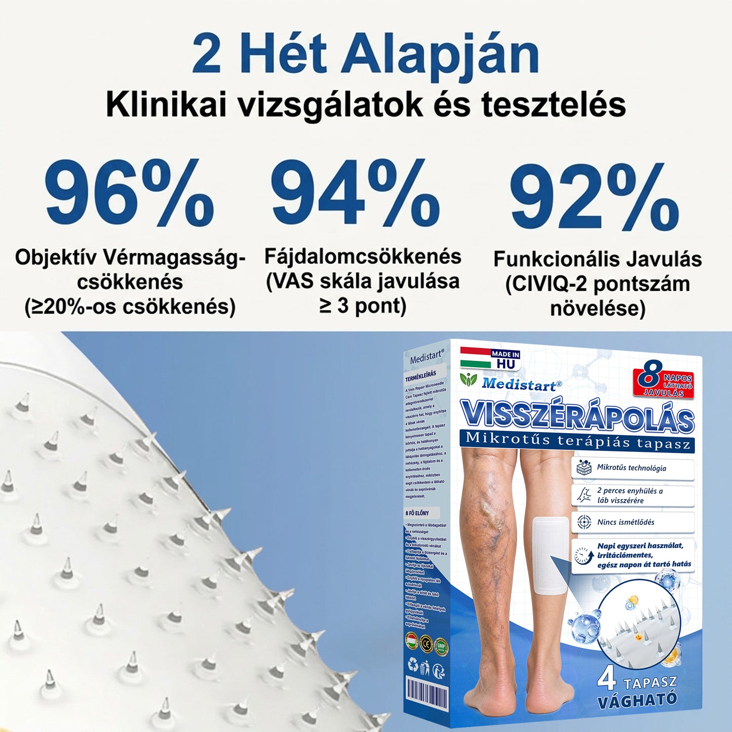 💙Medistart® Visszérápoló Mikrotűs Gondozó Tapasz ✅ Azonnali Megkönnyebbülés, Hosszú Távú Eredmények